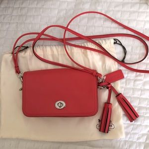 Pink coach penny crossbody